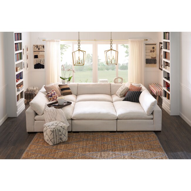 Living Room Furniture - Plush 6-Piece Sectional