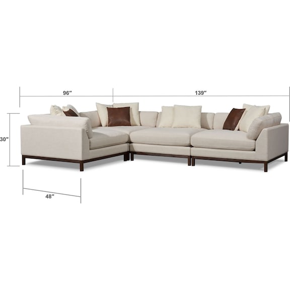 Living Room Furniture - Big Sur 4-Piece Sectional with Ottoman