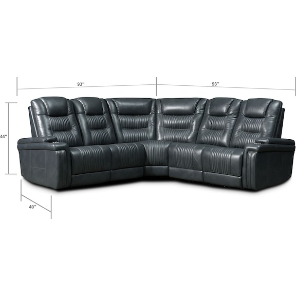 Living Room Furniture - Magnus 5-Piece Triple-Power Reclining Sectional with 3 Reclining Seats - Gray
