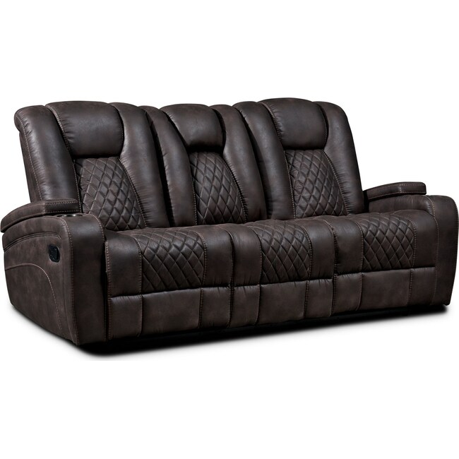 Living Room Furniture - Felix Manual Reclining Sofa - Brown