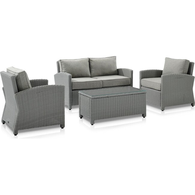 Outdoor Furniture - Destin Outdoor Loveseat, 2 Chairs and Coffee Table Set