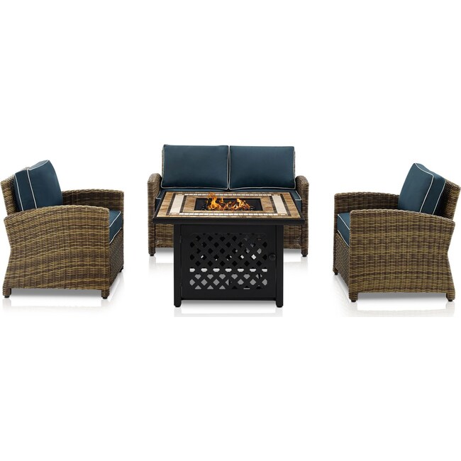 Outdoor Furniture - Destin Outdoor Loveseat, 2 Chairs and Fire Table