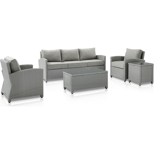 Outdoor Furniture - Destin Outdoor Sofa, 2 Chairs, Coffee Table and End Table Set