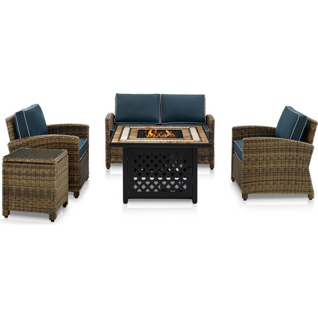 Outdoor Furniture - Destin Outdoor Loveseat, 2 Chairs, End Table and Fire Table