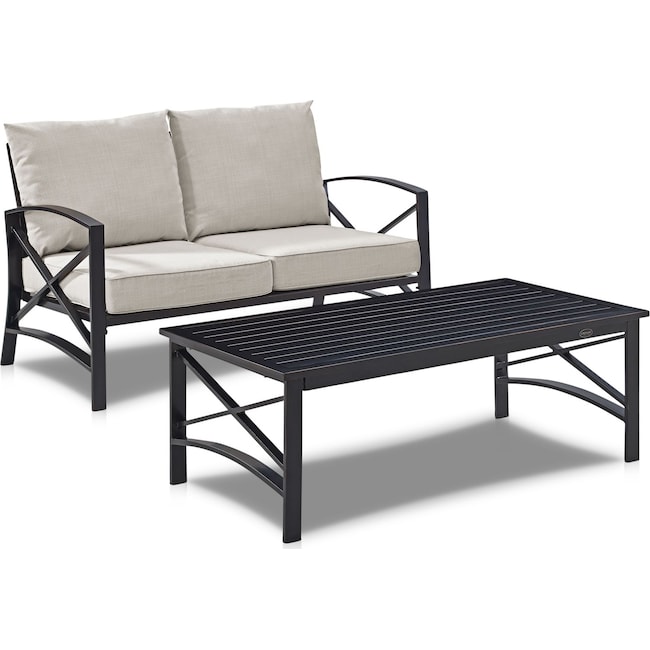 Outdoor Furniture - Clarion Outdoor Loveseat and Coffee Table Set