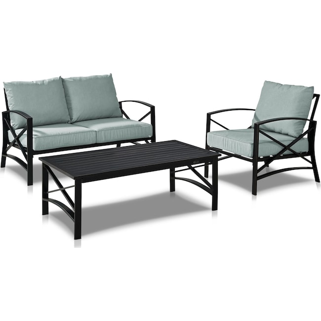 Outdoor Furniture - Clarion Outdoor Loveseat, Chair, and Coffee Table Set