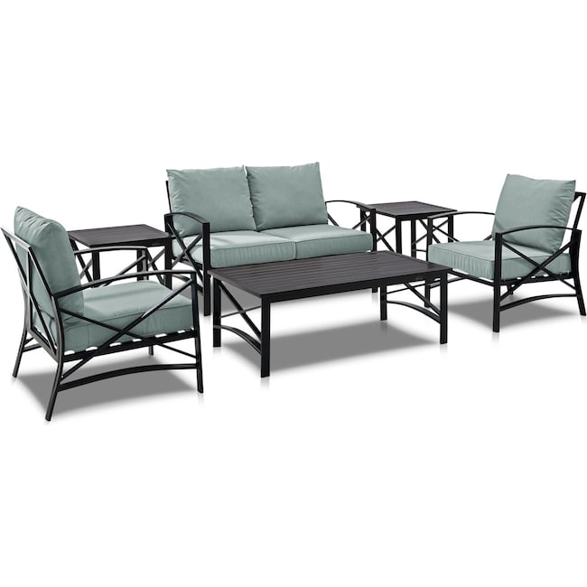 Outdoor Furniture - Clarion Outdoor Loveseat, 2 Chairs, Coffee Table, and 2 End Tables