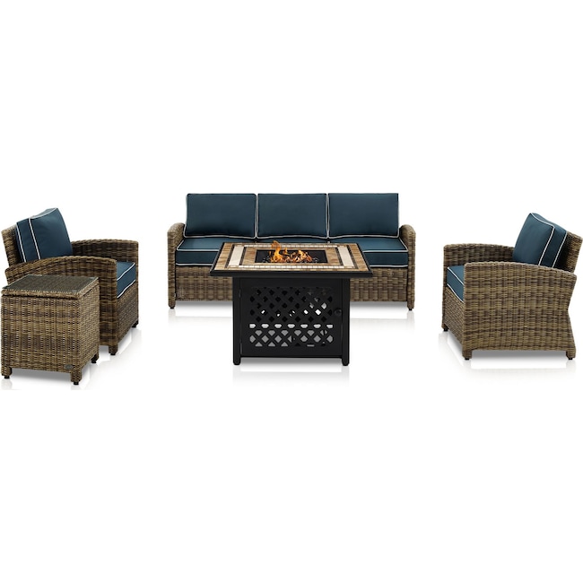 Outdoor Furniture - Destin Outdoor Sofa, 2 Chairs, End Table and Fire Table