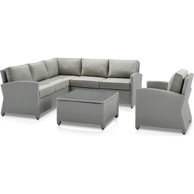 Outdoor Furniture - Destin 3-Piece Outdoor Sectional, Chair and Coffee Table Set