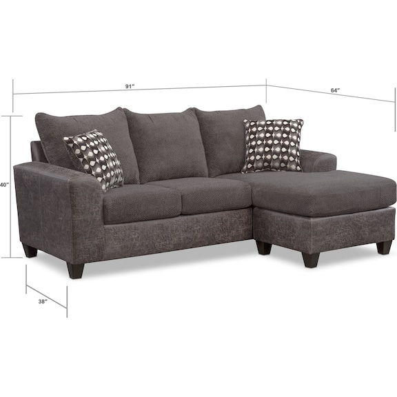 Living Room Furniture - Brando 2-Piece Sofa with Chaise
