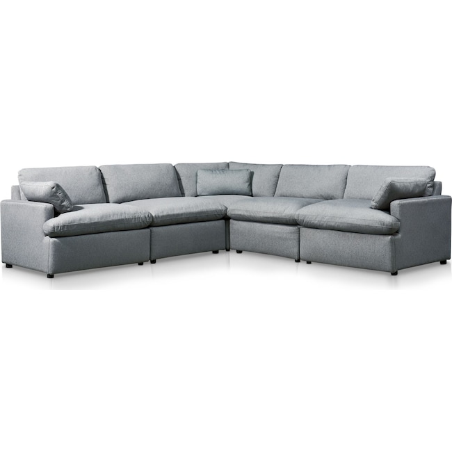 Living Room Furniture - Cozy 5-Piece Power Reclining Sectional with 2 Reclining Seats