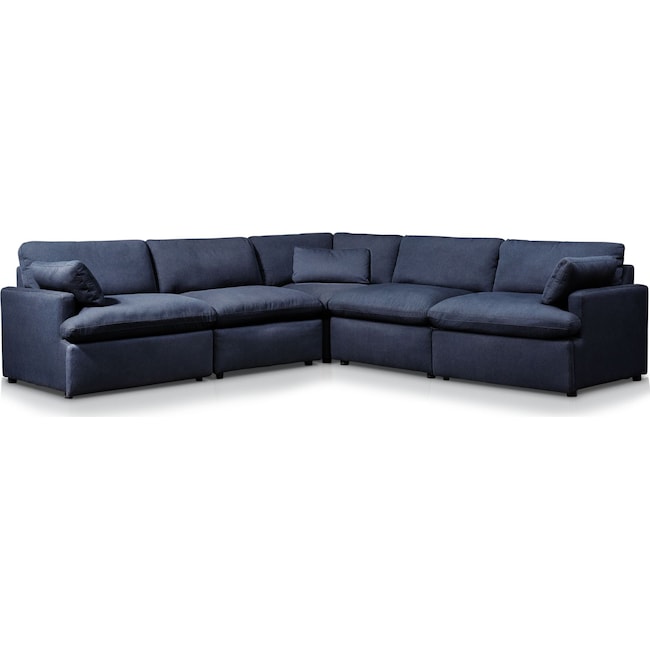 Living Room Furniture - Cozy 5-Piece Power Reclining Sectional with 2 Reclining Seats