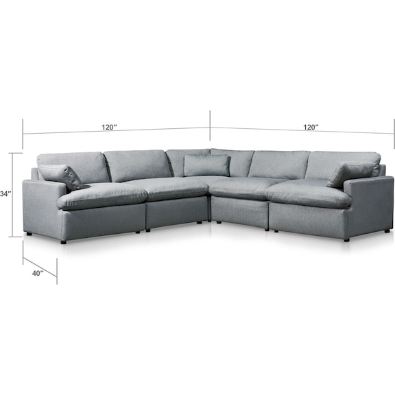 Living Room Furniture - Cozy 5-Piece Power Reclining Sectional with 2 Reclining Seats