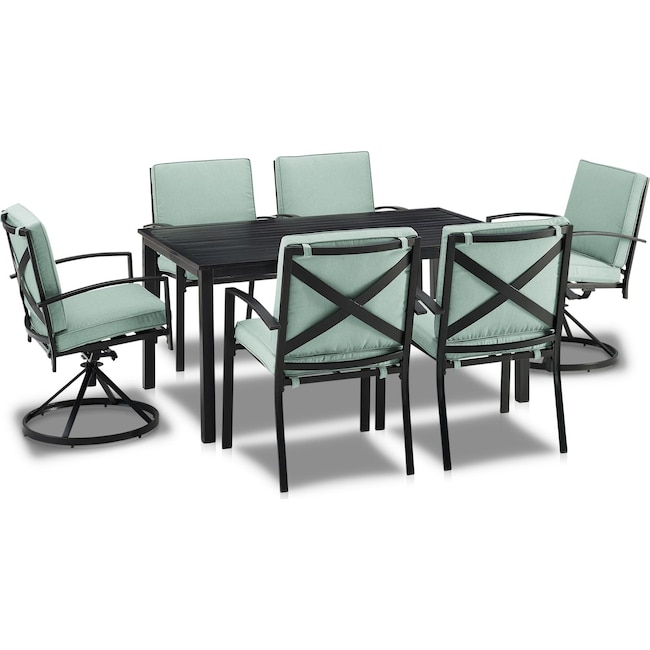Outdoor Furniture - Clarion Outdoor Dining Table, 4 Dining Chairs and 2 Swivel Chairs