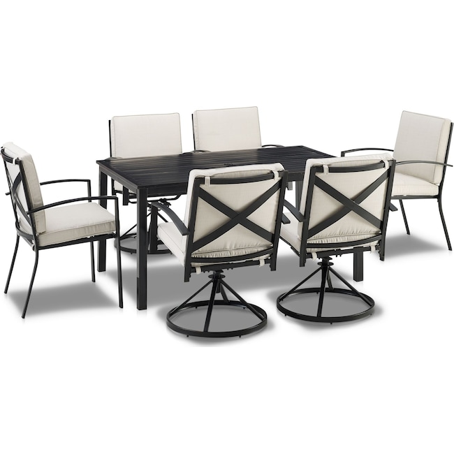 Outdoor Furniture - Clarion Outdoor Dining Table, 4 Swivel Chairs and 2 Dining Chairs