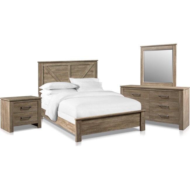 Bedroom Furniture - Perry 6-Piece Queen Bedroom Set with Nightstand, Dresser and Mirror