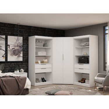 Cornell 3 Section Semi-Open Corner Closet - White