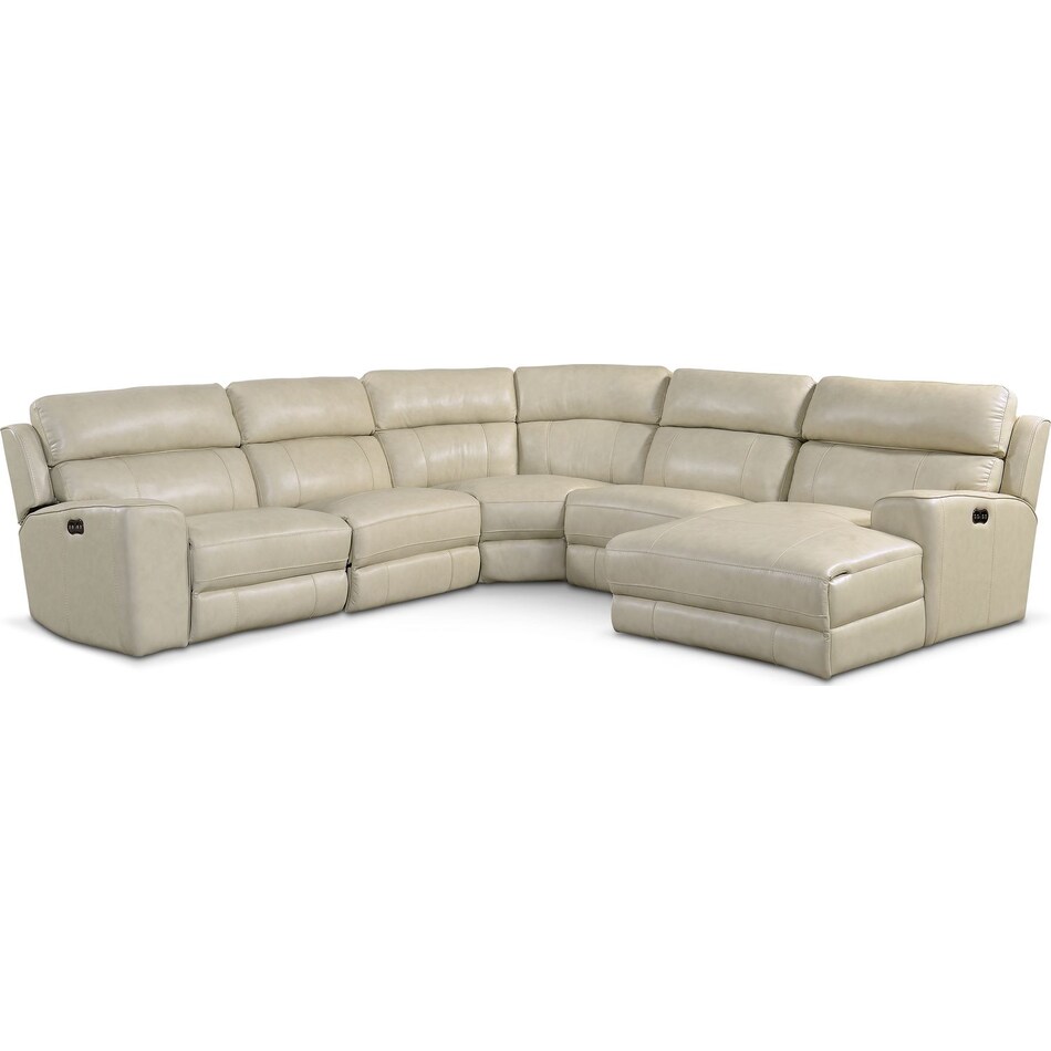 Newport 5-Piece Dual-Power Reclining Sectional with Right-Facing Chaise ...