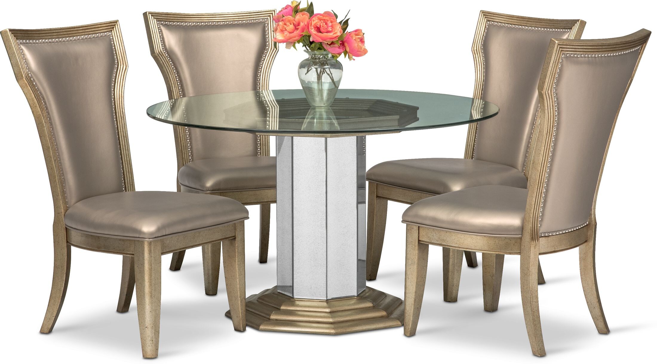 Angelina Round Table and 4 Dining Chairs Value City Furniture