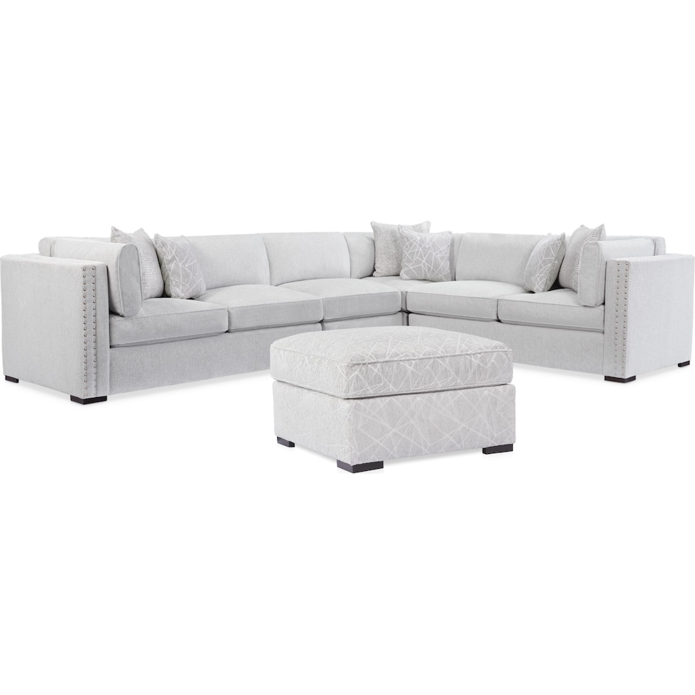 abington gray  pc sectional and ottoman   