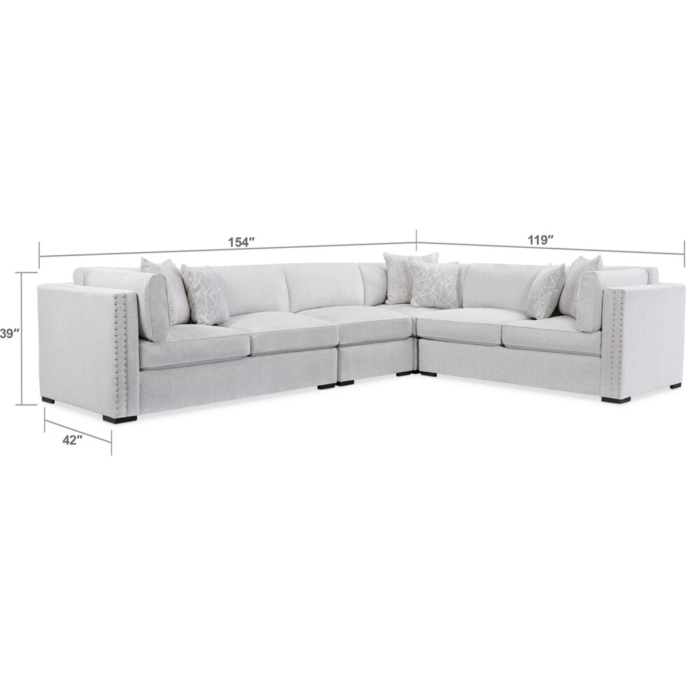 abington gray  pc sectional and ottoman   