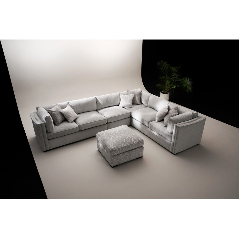 abington gray  pc sectional and ottoman   