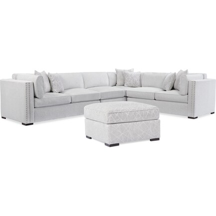 Abington Hybrid Comfort 4-Piece Sectional and Ottoman - Cosmo Dove