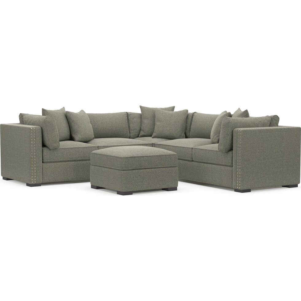 abington white  pc sectional and ottoman   
