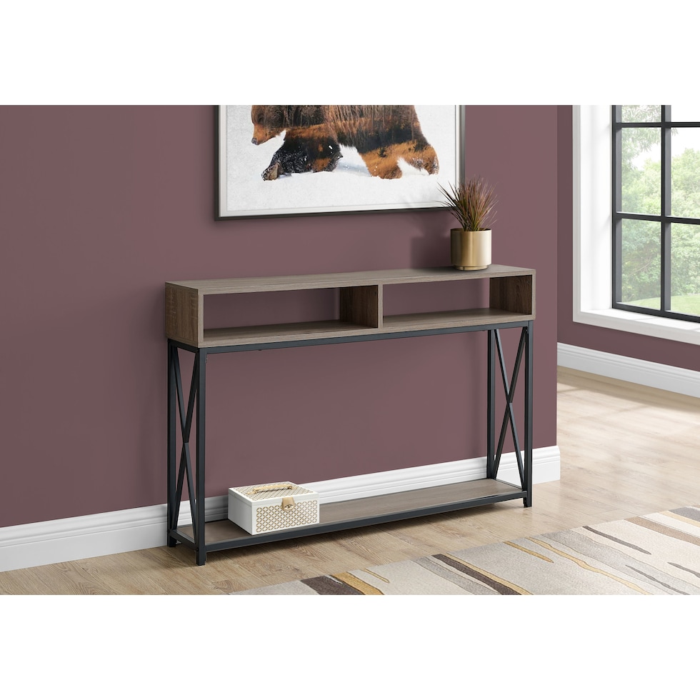 adelia light brown console table   