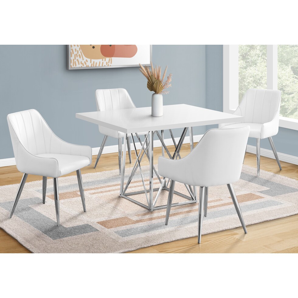 adoette white chrome dining table   