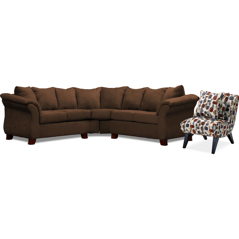 adrian dark brown  pc sectional and accent chair   