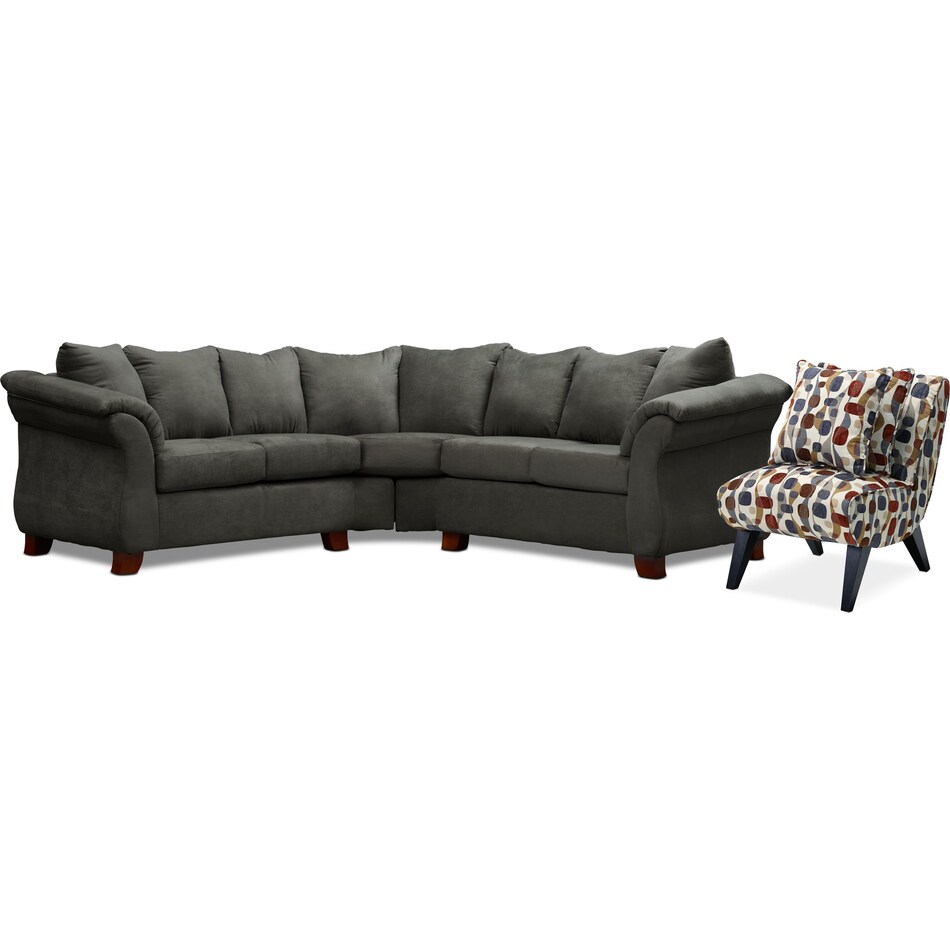 adrian gray  pc sectional and accent chair   