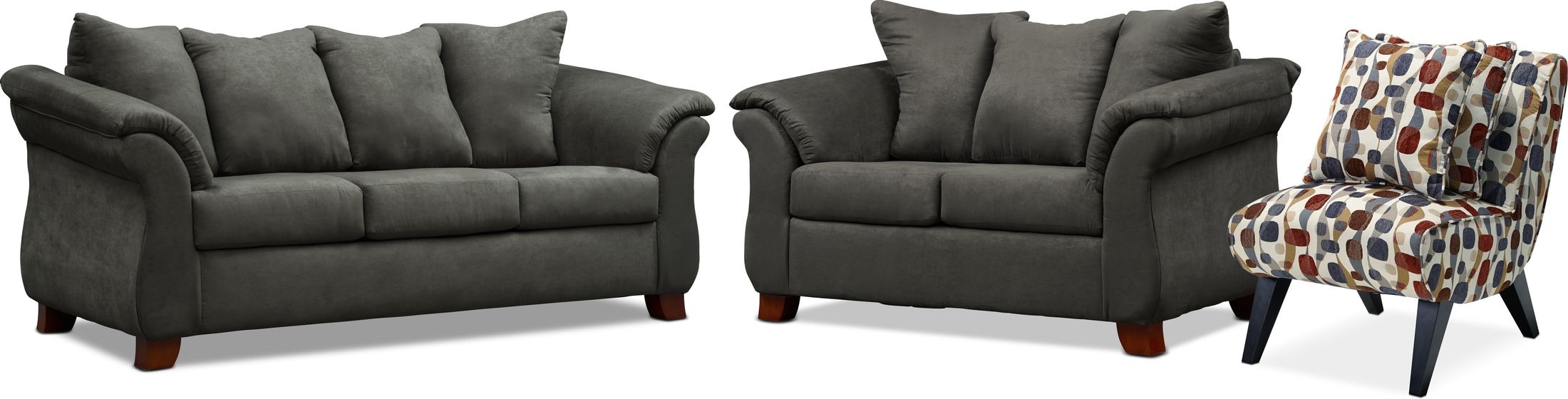 Adrian Sofa, Loveseat and Accent Chair Graphite Value City Furniture