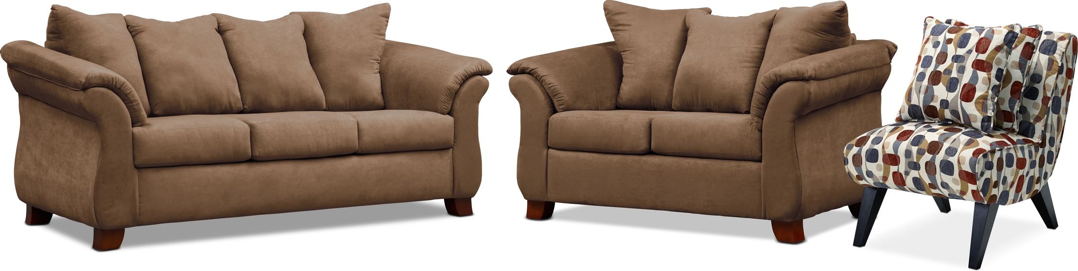 Adrian Sofa, Loveseat and Accent Chair Taupe Value City Furniture