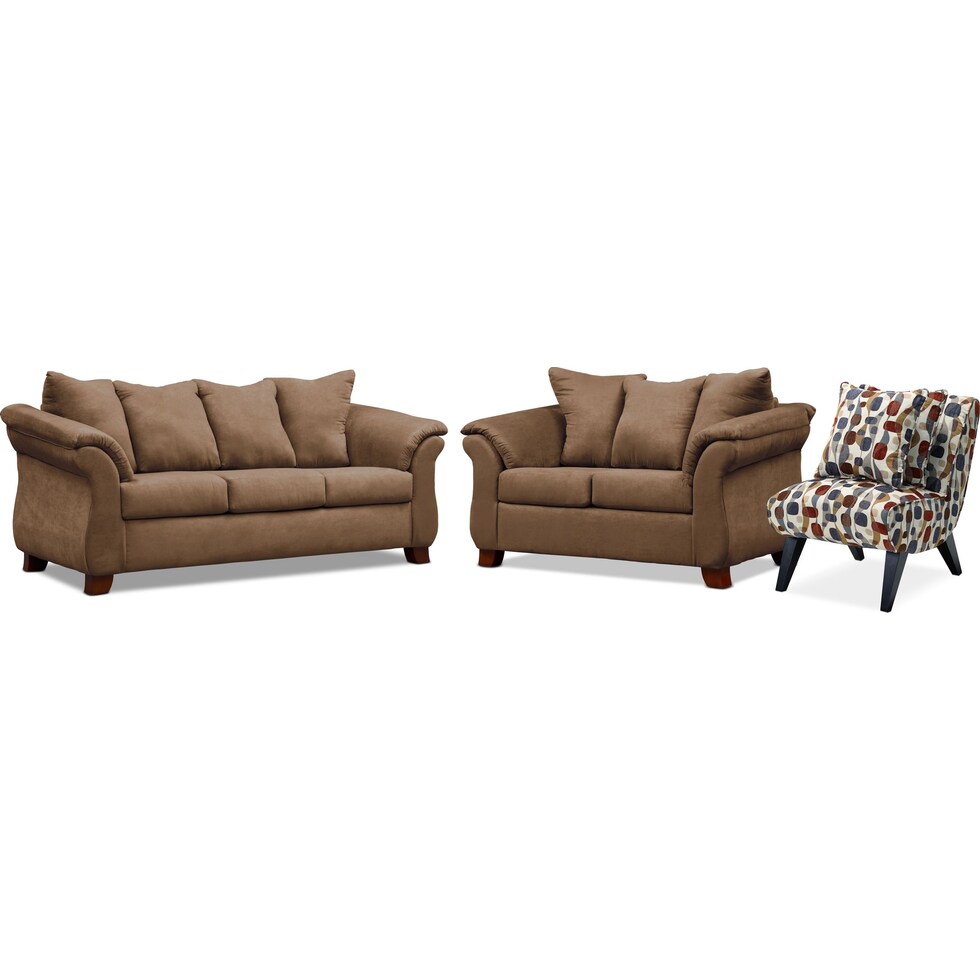 adrian light brown  pc living room w chair   