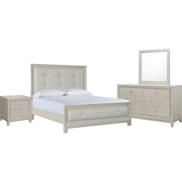Adriana 6-Piece King Panel Bedroom Set with Dresser, Mirror, and Nightstand with USB Charging