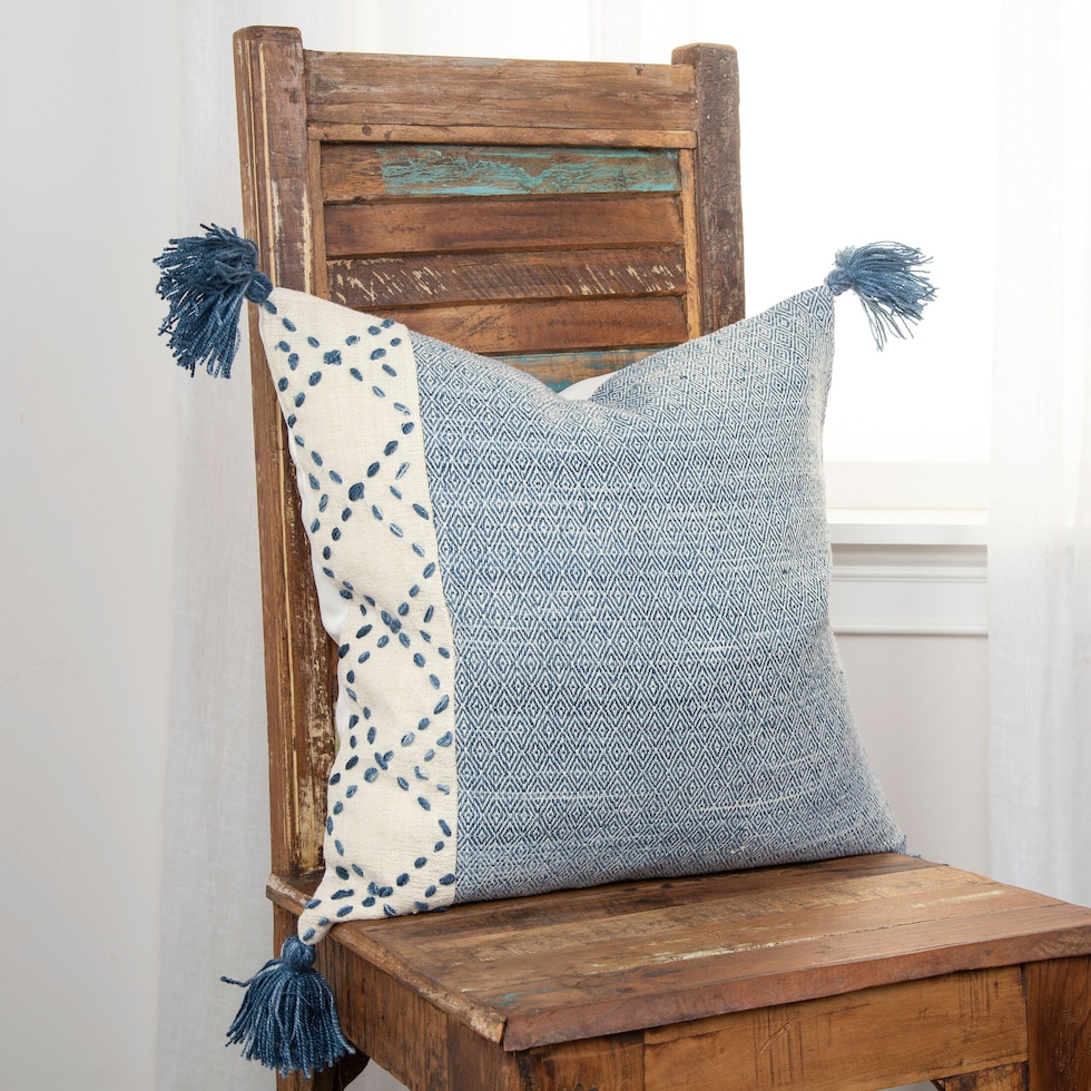 adrift blue outdoor pillow   