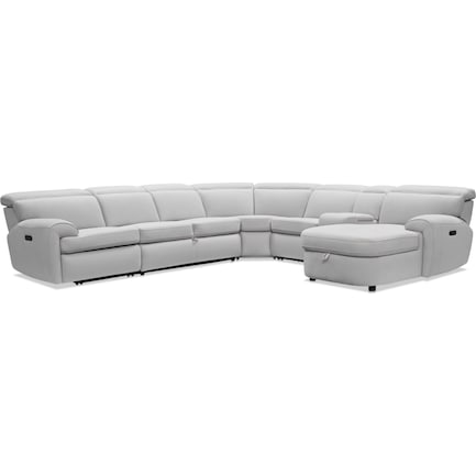 Aero 6-Piece Dual-Power Reclining Sleeper Sectional with Right-Facing Chaise
