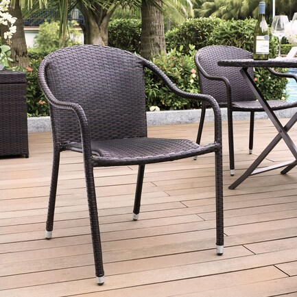Aldo Set of 4 Stackable Outdoor Arm Chairs - Brown