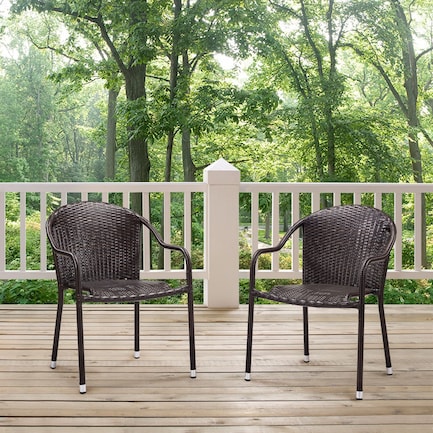 Aldo Set of 2 Stackable Outdoor Arm Chairs - Brown