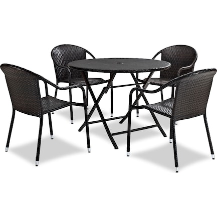 Aldo Outdoor Café Table and 4 Arm Chairs