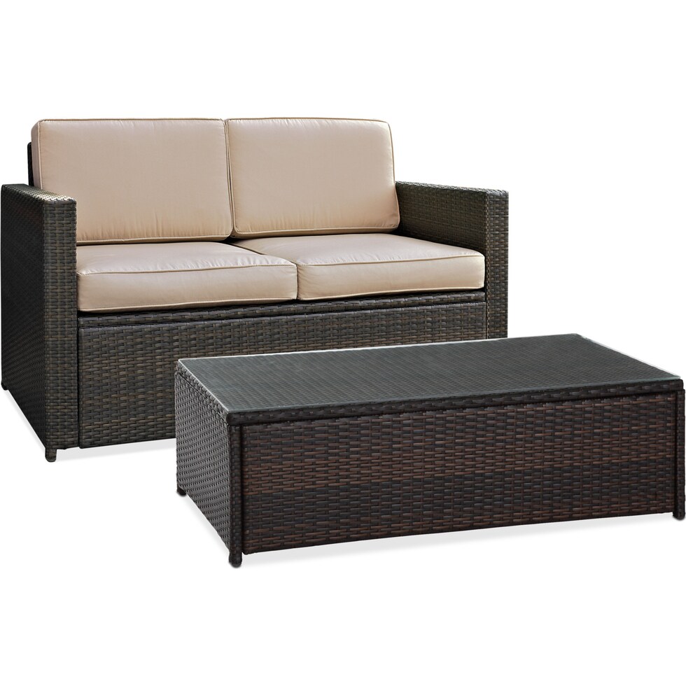 aldo outdoor dark brown outdoor loveseat set   
