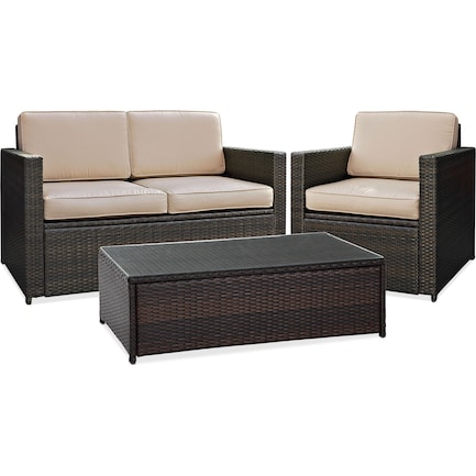 Aldo Outdoor Loveseat, Chair and Coffee Table Set
