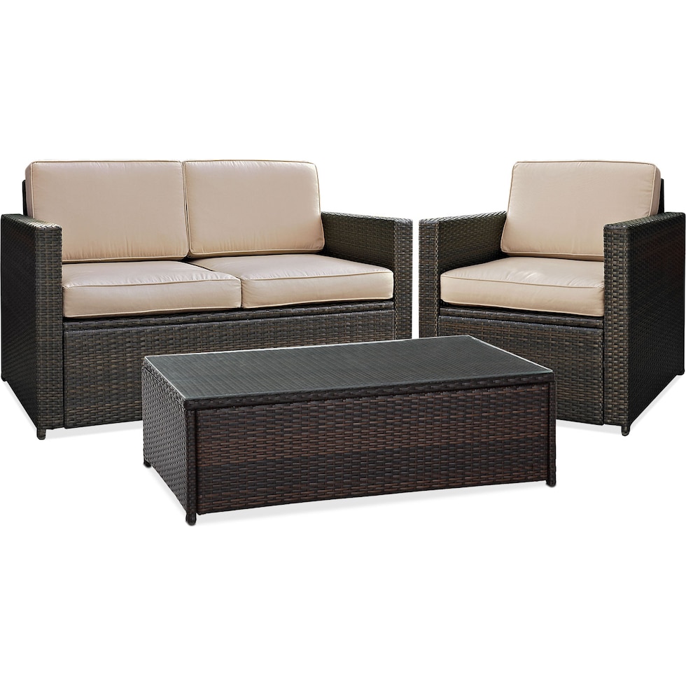 aldo outdoor dark brown outdoor loveseat set   