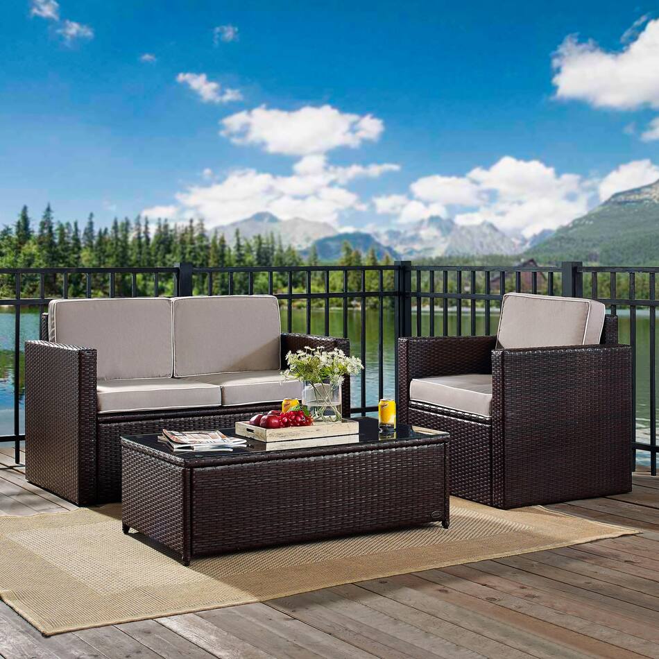 Aldo Outdoor Loveseat, Chair and Coffee Table Set Value City Furniture