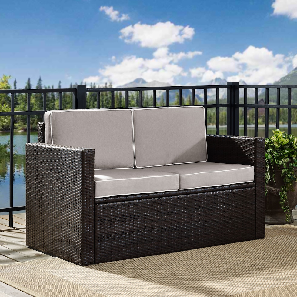 aldo outdoor gray outdoor loveseat   