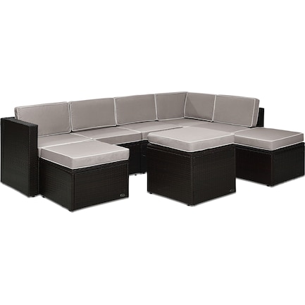 Aldo 7-Piece Outdoor Sectional and Ottoman Set