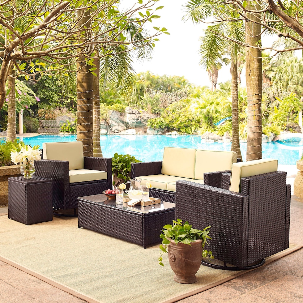 aldo outdoor light brown outdoor loveseat set   