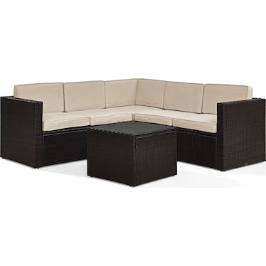 Aldo 6-Piece Outdoor Sectional and Table Set - Sand
