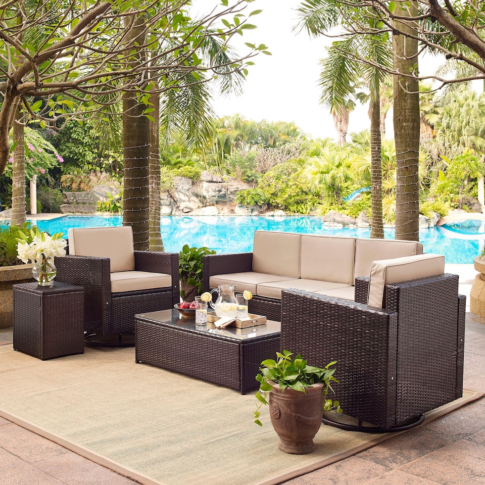 aldo outdoor light brown outdoor sofa set   